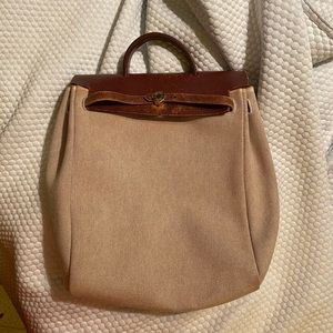 Hermes HerBag Backpack Linen color w/brown leather
